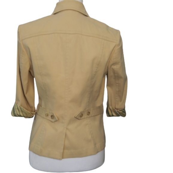 St John Sport Pale Yellow Collared Zip Up Jean Blazer Jacket Size 2P - Picture 2 of 16